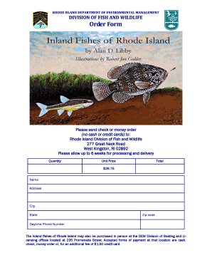 Rhode Island Fish and Wildlife Order Form