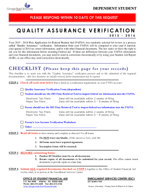 Quality Assurance Verification Form