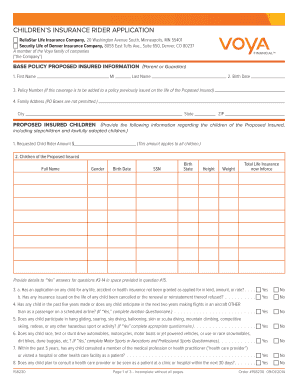 Children's Insurance Rider Application