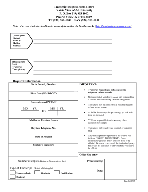 Transcript Request Form