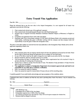UAE Entry Transit Visa Application