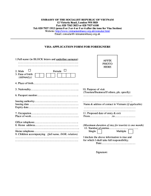 Vietnam Visa Application Form