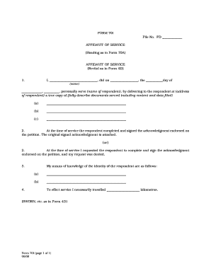 Affidavit of Service Form 70I