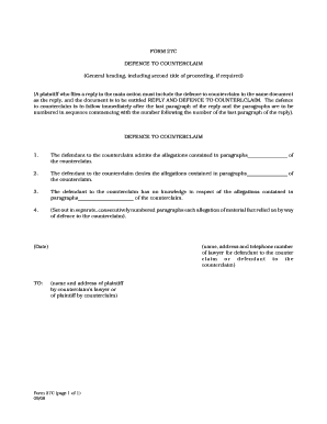 Defence to Counterclaim Form 27C