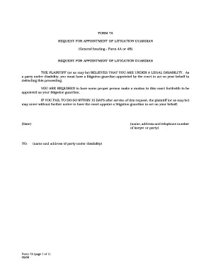 Request for Appointment of Litigation Guardian