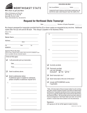 Northeast State Transcript Request Form