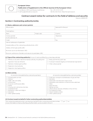 EU Defence and Security Contract Award Notice