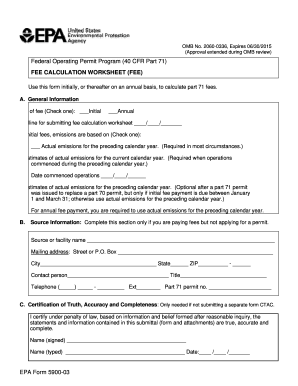 Federal Operating Permit Program Fee Calculation Worksheet