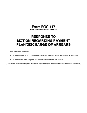 Response to Motion Regarding Payment Plan Discharge of Arrears