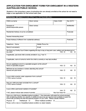 Western Australian Public School Enrolment Form
