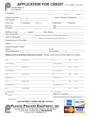 Business Credit Application Form