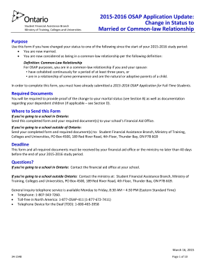 2015-2016 OSAP Application Update: Status Change
