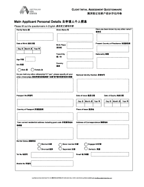 Australian Visa Application Questionnaire