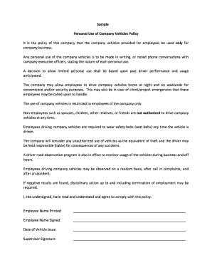 Company Vehicle Use Policy