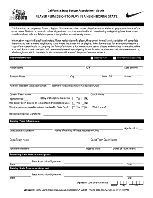 California Player Permission to Play in Neighboring State