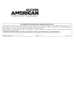 Statement of Non-Business and Non-Artisan Use