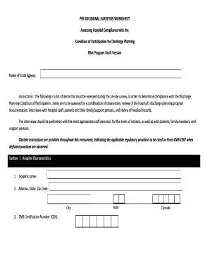 Hospital Discharge Planning Compliance Worksheet