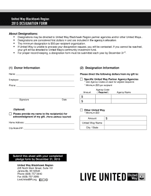 United Way Designation Form