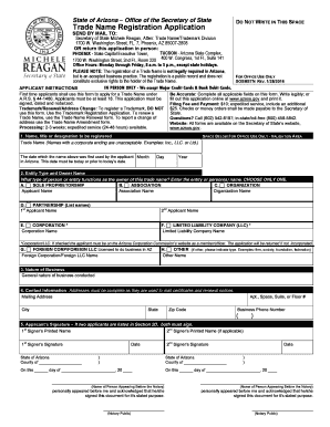 Arizona Trade Name Registration Application