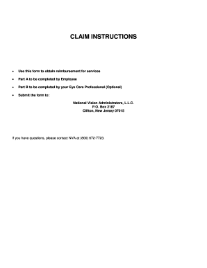Vision Care Claim Form
