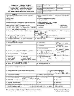 Virginia Employer’s Accident Report