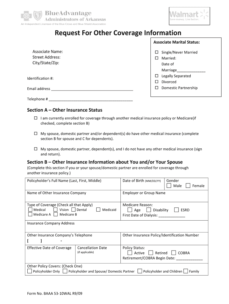 Fillable Online WALMART COB LETTER 8 15 14 Blue Advantage