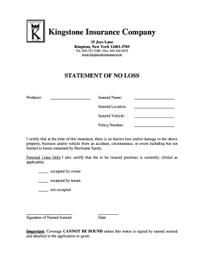 Editable statement of no known losses - Fill, Print ...