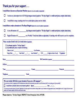 Boys' Brigade Membership and Donation Form