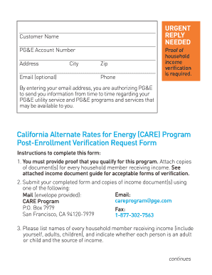 CARE Program Post-Enrollment Verification Request Form