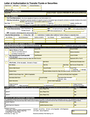Letter of Authorization to Transfer Funds or Securities