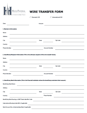 Wire Transfer Form