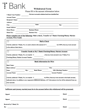 T Bank Trust Withdrawal Form