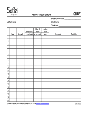 Product Evaluation Form