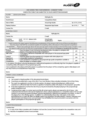 Two-Year Window Age Grade Consent Form