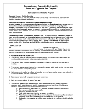 Declaration of Domestic Partnership