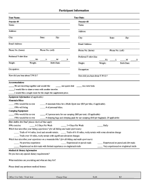 Tour Participant Information Form