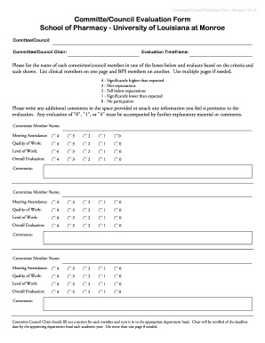 Evaluate form - CommitteeCouncil Evaluation Form Revised 5 - ulm