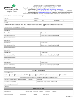 Girl Scouts Registration Form