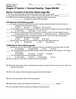 Solar System Formation Worksheet