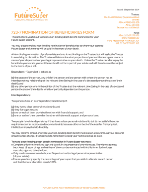 Future Super Nomination of Beneficiaries Form