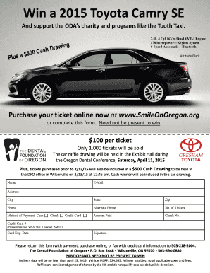Oregon Dental Conference Car Raffle Entry Form