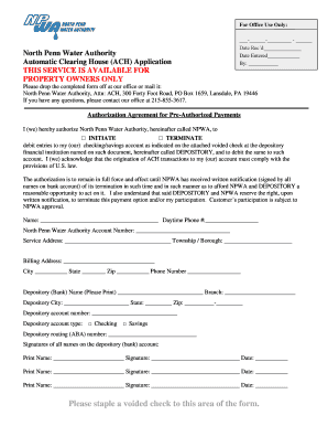 North Penn Water Authority ACH Application