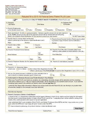 Request for a Federal Direct Parent PLUS Loan