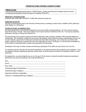 Venipuncture Owner Consent Form