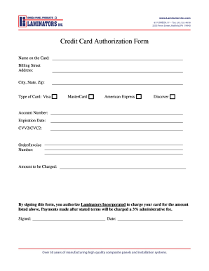 Credit Card Authorization Form