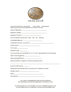 Gift Card Request Form