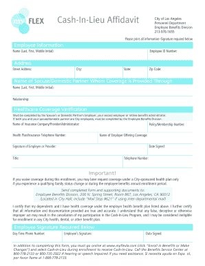 Cash-In-Lieu Affidavit