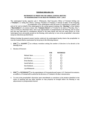 Proxy Form for Annual General Meeting