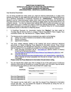 DirectCash Payments Shareholder Meeting Proxy Notice