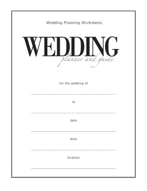 Wedding Planning Worksheets